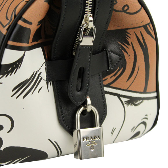 Prada Comic Print Leather 2WAY Hand Shoulder Bag Brown Pink - Picture 7 of 10